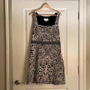 Anthropologie Black and White Floral Paisley Cotton Knit Dress